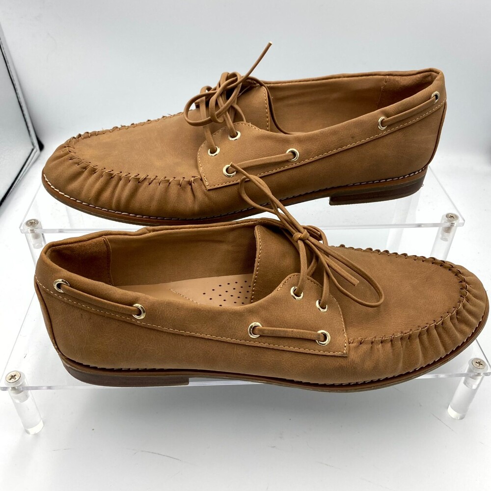 Tommy Bahama Nahara Women's US 10 M Flat Loafers Brown Leather Casual Boat Shoes - Picture 2 of 10